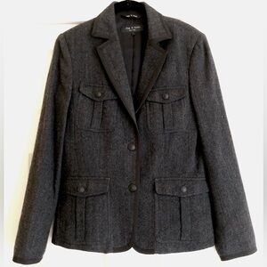 (SOLD) Rag & Bone Wool Charcoal Herringbone Blazer Jacket